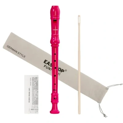 Immagine di EAST TOP flauto dolce soprano per bambini principianti, tedesco a 8 fori, in plastica, 3 pezzi, con bastoncino la pulizia, custodia cotone, grafico diteggiatura, scatola