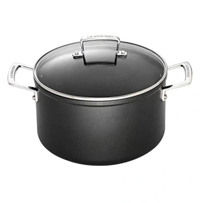 Immagine di le Creuset Pentola in Alluminio Antiaderente con Coperchio, diameter 24 cm, per tutte fonti di calore, induzione incluso, Nero, 51111240010502