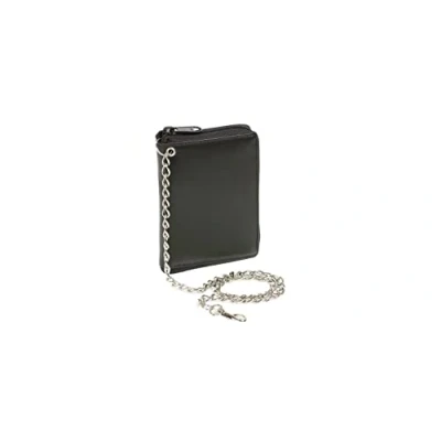 Immagine di LEAS Portafoglio con Tasca Laterale a Zip e Catena Cromo RFID Protezione Anti RFID/NFC Tecnologia Blocco, Vera Pelle, Nero Chain Series&#039;&#039;