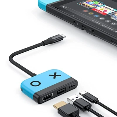 Immagine di Switch Dock per Nintendo OLED, 3 in 1 TV Adattatore con 4K HDMI, USB 3.0 Port, Type C 65W PD, Portable Docking Station Travel Switch/Switch OLED