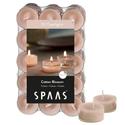 Immagine di Spaas Confezione da 30 Candele Godets Trasparenti profumati Fiore di Cotone