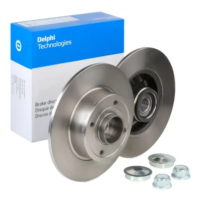 Immagine di DELPHI Disco freno RENAULT: CLIO 3, 2, MEGANE 2 8mm 4 pieno Oleato non trattato con cuscinetto ruota, anello sensore ABS BG9028RS 432005338R