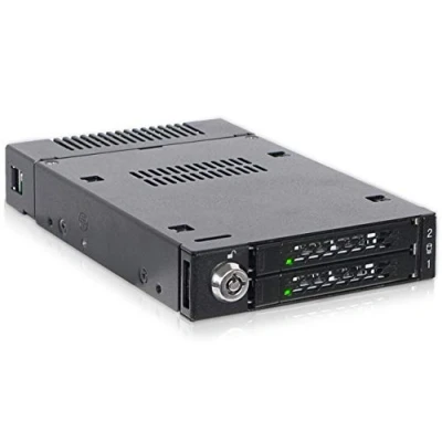 Immagine di Icy Dock Mobile Rack, Robusto Enclosure Rack in Metallo per 2 SSD PCIe 4.0 NVMe M.2, miniSAS HD SFF 8643, Adatto a M.2 da 30 mm 110 alloggiamento 3,5&quot; ToughArmor MB834M2K B