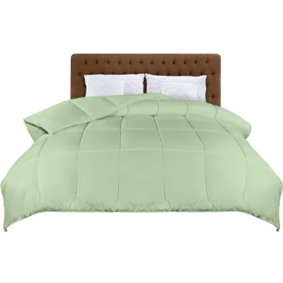 Immagine di Utopia Bedding Piumone 200 x cm, Primavera/Estivo Piumino Letto Piazza e Mezza, gr/mq Trapunta in 100% Microfibra (Verde Salvia)