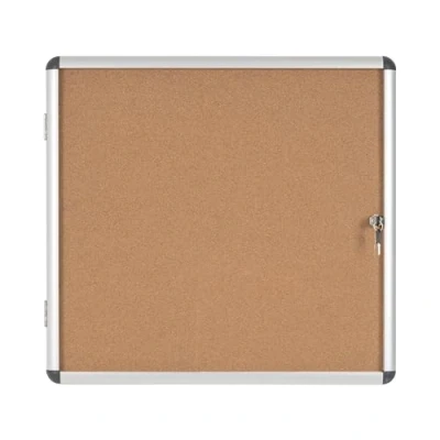 Immagine di Bi Office Enclore Bacheca in Sughero, 6 x A4, Con Anta Battente Per Interni Alluminio, 720 674 mm