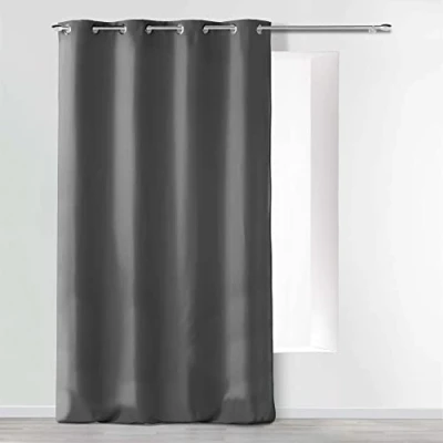 Immagine di douceur d&#039;Intérieur tenda a occhielli microfibra unita assoluto, Poliestere, Antracite, 280 x 140 cm
