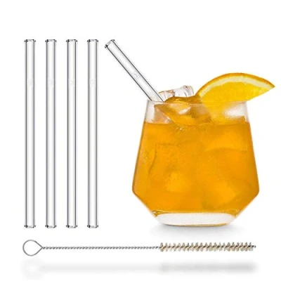 Immagine di HALM Cannuccia Cannucce in Vetro 15 cm Diritto Confezione di 4 Unitá con Spazzolini per la Pulizia Riutilizzabili Ecologiche Sane, Libere da BPA Infranfibili, Lavabile, Cocktail, Bibita