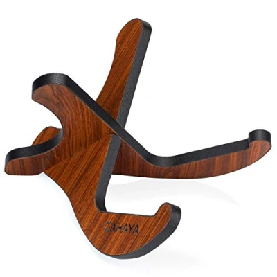Immagine di CAHAYA Stand Ukulele Pieghevole Supporto in Legno per Soprano Concerto Tenore Violino da Terra a Forma X Anti Scivoloso Strumento con Misura Meno di 30&quot; (Versione Aggiornata)