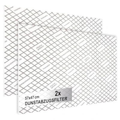 Immagine di COM FOUR® 2x filtro di aspirazione per cappa aspirante con elevate prestazioni filtraggio piatto da 1 mm tagliabile a misura indicatore saturazione (Con 2 pezzi)