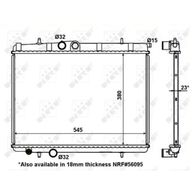 Immagine di NRF 56096 Radiatore motore Alluminio 545 380 23 con parti annesse Alette di raffreddamento saldate PEUGEOT: 206 Hatchback