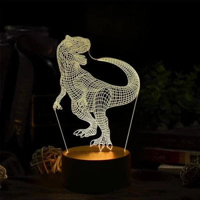 Immagine di Deluisho 3D Lampade Dinosaur, Luce Notturna Bambini Dinosauro, Lampada Decorativa per a Tema 16 Colori Commutazione Libera con Luci Ambientali Calde
