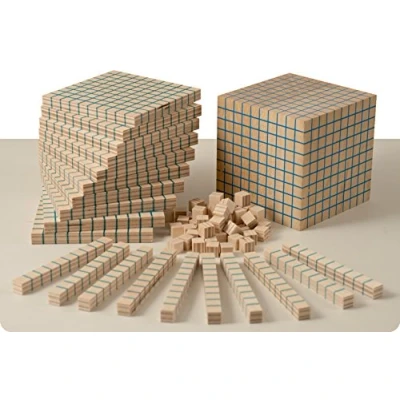 Immagine di Dida Set di 121 Blocchi Base 10 in Legno, Materiali Didattici Montessori per l&#039;Apprendimento della Matematica, Aritmetici Multibase Dienes Bambini