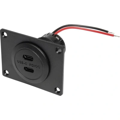 Immagine di ProCar Power USB C doppia presa PD/QC senza LED con piastra di montaggio Portata massima corrente=3 A 12 o 24 V/DC
