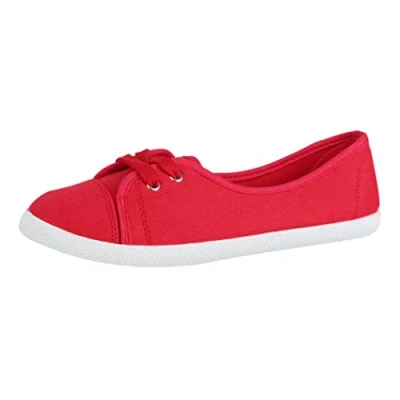 Immagine di Elara Donna Ballerine Sneaker Lace up Chunkyrayan BD1413 Rot 38