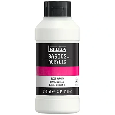 Immagine di LIQUITEX 8870304 Basics Vernice lucida per colori acrilici, protegge dai raggi UV, dalla polvere e dallo sporco, non invecchia, dona una finitura in qualità d&#039;archivio Flacone da 250 ml