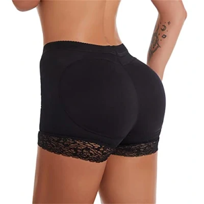 Immagine di Manxing Donna Mutande Imbottite Pizzo Push Up Glutei Elastica Intimo Modellante Cuscinetti Rimovibili Pantaloncini Senza Cuciture Body Shaper