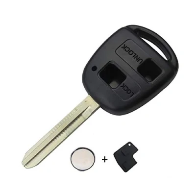 Immagine di Guscio Portachiavi Accessori Ricambi Cover Copri Chiave Telecomando Auto 2 Tasti Batteria e in Gomma Inclusi Compatibile Con Toyota Yaris RAV4 Corolla Verso (Guscio+Tasti+Batteria)