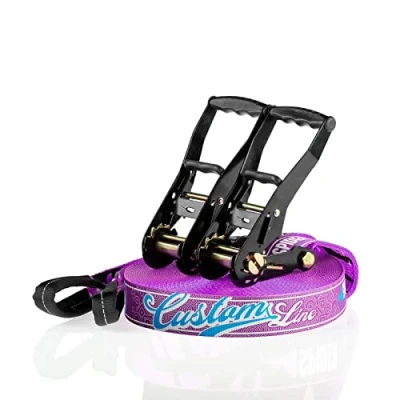 Immagine di SPIDER Slackline TKSA4 Kit Custom Materiale alta qualità per slackliners esperti o alle prime esperienze con equilibrismo Set completo fettuccia Lunghezza 30m 2xCricchetti