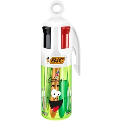 Immagine di BIC 4 Colours Set, Penne Colorate a Sfera, Scatto, Set Cancelleria con 6 Multicolore Assortite Punta Media (1,00mm e 1,6mm), Fornitura Casa Scuola, Confezione Regalo