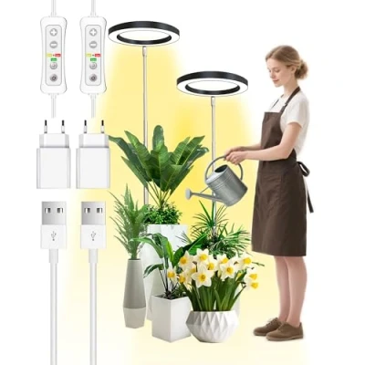 Immagine di Plant Grow Light, LED Light Full Spectrum per piante da interno, altezza regolabile, timer automatico, bassa tensione di sicurezza 5 V, idea grandi luminose