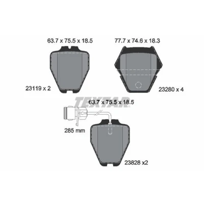 Immagine di TEXTAR 2311901 Kit pastiglie freno con segnalatore usura integrato accessori AUDI: A8 D3, D2
