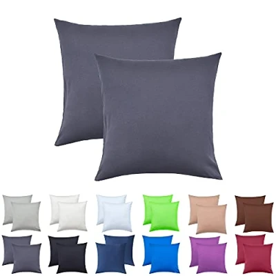 Immagine di NatureMark Confezione da 2 federe per cuscini in jersey, dormire lateralmente, cuscino il collo, conformi all’OEKO TEX, 80 x cm, diversi colori e dimensioni, Grigio antracite