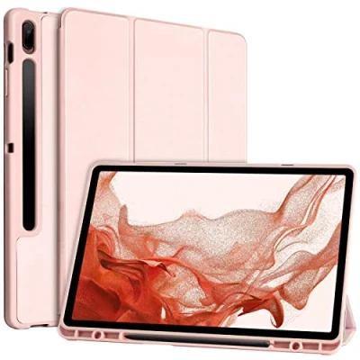 Immagine di Custodia Compatibile con Samsung Galaxy Tab S7 Fe/S8+ Plus,Con S Pen Holder Cover per 12.4&quot; S8+ 2022/S7 FE 2021/Tab Plus 2020, Portapenne Più Angoli di Visuale (Rosa)