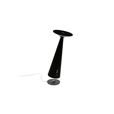 Immagine di Zafferano Dama Pro Lampada LED Dimmerabile da tavolo in alluminio, USB laterale per ricarica dispositivi mobili, Base di a contatto, Protezione IP54 Interno/Esterno, H29cm, Plug EU, Nero