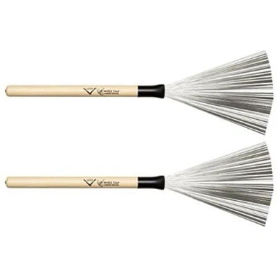 Immagine di Vater VWTW &quot;Wood Handle Wire Brush&quot; Impugnatura in Hickory 5A con rivetto/Setole acciaio non retraibili