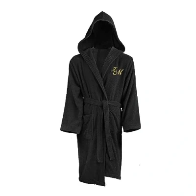 Immagine di Accappatoio in spugna di cotone con cappuccio e cappuccio, misura XL, colore: nero
