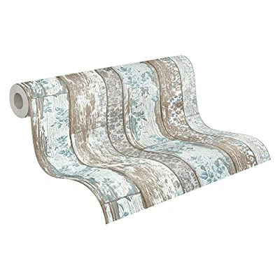 Immagine di A.S. Création Carta da parati Effetto Legno Elements tessuto non 10.05 m x 0.53 Blu Marrone Grigio Prodotto in Germania 361191 36119 1