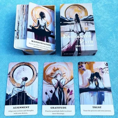 Immagine di QCFQCF The Enchanted Path Oracle Cards, Carte per principianti, mazzo di amore sé e crescita spirituale, tarocchi orientamento ispiratore, Sblocca la tua magia interiore