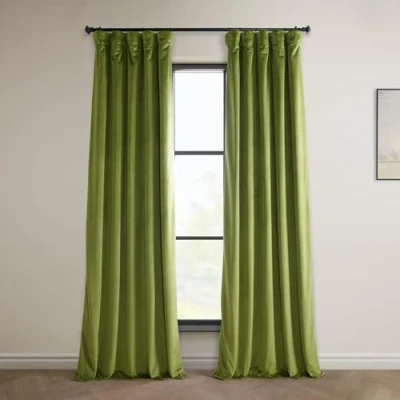 Immagine di HPD Half Price Drapes Heritage Tende in velluto felpato, lunghe 248 cm, oscuranti, per camera da letto e soggiorno, 127 x 238 cm (larghezza lunghezza), 1 pannello, giallo scuro verde