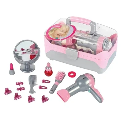 Immagine di Theo Klein 5862 Valigetta del Parrucchiere Braun, con asciugacapelli a batterie, Numerosi Accessori per Acconciature e Styling, Giocattolo Bambini Partire dai Tre Anni di età