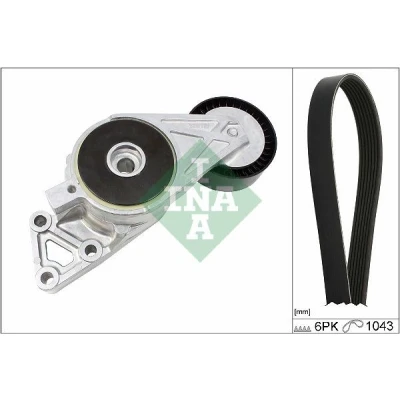 Immagine di INA 529 0429 10 Kit cinghie Poly V Controllare corsa libera generatore ed ev. sostituire VOLKSWAGEN: Golf 5, Passat B6 Variant, Touran I
