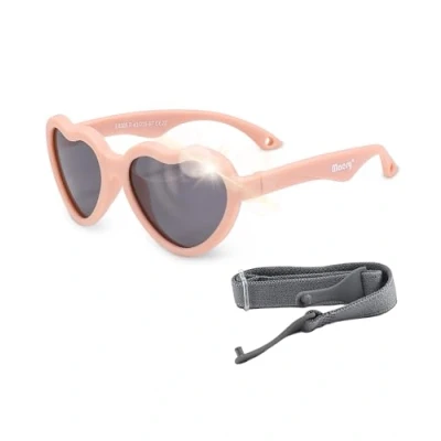 Immagine di Maesy Occhiali da sole per Bambini Maes 0 2 anni Flessibili Cinturino elastico regolabile Protezione polarizzata UV400 e bambine Cuore (Rosa chiaro)