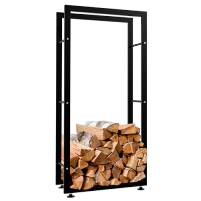 Immagine di CLP Esclusivo portalegna KERI V2 in metallo, seconda scelta, fino a 8 misure e 2 colori Colore:nero, Dimensione:25x60x125 cm