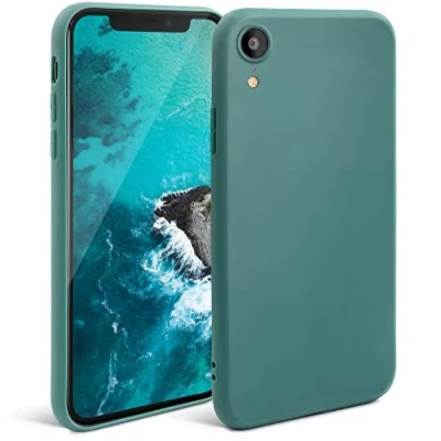 Immagine di Moozy Minimalist Series, Cover in Silicone per iPhone XR, Grigio Blu Finitura Opaca, Custodia Sottile e Morbida TPU