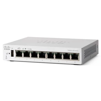 Immagine di Cisco Catalyst 1200 8T D Smart Switch, 8 porte GE, alimentatore esterno, desktop, protezione limitata a vita (C1200 D)
