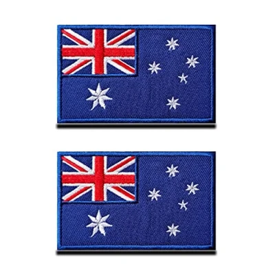 Immagine di 2 Pezzi Commonwealth d&#039;Australia Bandiera Patch Hook and Loop Ricamo Emblema Nazionale Toppa per Abbigliamento Gear Cappotto Cappelli Viaggio Spalla Ciclismo Tattico Militare
