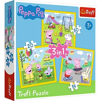 Immagine di Trefl 20 a 50 Elementi, 3 Set, Giornata Allegra di Peppa Pig, per Bambini dai Anni Puzzle, Colore, 34849