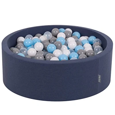 Immagine di KiddyMoon 90X30cm/200 Palline Morbide Colorate Per Piscina Bambini Fatto In UE, Blu Sc: Grigio/Bianco/Transparente/Azzurro