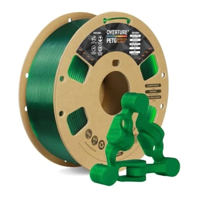 Immagine di OVERTURE Filamento PETG 1.75mm, 1kg Bobina(2.2lbs), Neatly Wound Durevole Filament per Stampante 3D, Precisione Dimensionale +/ 0.02 mm, 3D Printer (Verde Trasparente)
