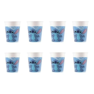 Immagine di ALMACENESADAN, 5073; 8 bicchieri di cartone ideali per feste e compleanni della licenza Stitch; capacità 220 ml; confezione da Stich