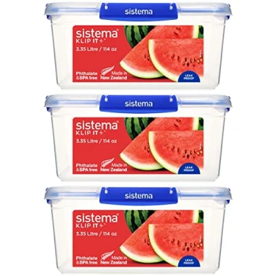 Immagine di Sistema KLIP IT PLUS contenitori per alimenti 3,35 L Set di ermetici Guarnizione ermetica Pratiche clip chiusura Privi BPA 3 pezzi