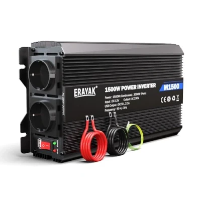 Immagine di Erayak 1500W/3000W 12V 220V230V Inverter Onda Modificata Invertitore di Tensione Fotovoltaico DC AC per Camper Auto Convertitore Potenza
