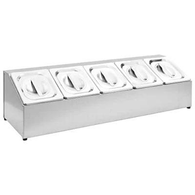 Immagine di vidaXL Supporto Gastronorm con 5 Contenitori GN 1/6 in Acciaio Inox