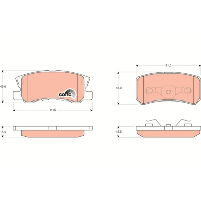 Immagine di TRW COTEC GDB3247 Kit pastiglie freno Non predisposto per contatto segnalazione usura con accessori MITSUBISHI: Outlander 2 SUV, ASX PAJERO 3