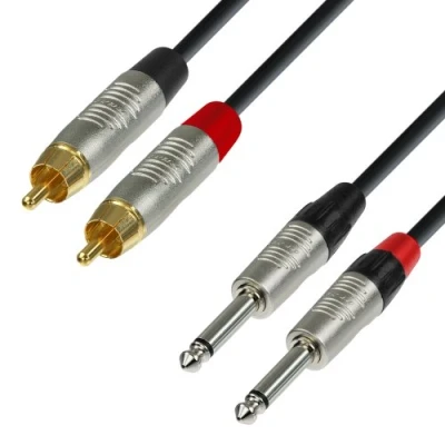 Immagine di Adam Hall Cables 4 STAR TPC 0150 Cavo audio REAN 2 x RCA maschio a jack mono da 6,3 mm 1,5 m