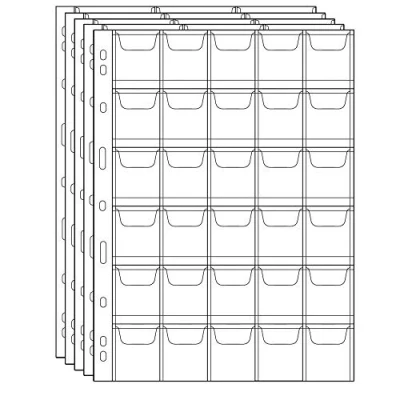 Immagine di Pagine per la Raccolta di Monete Zio Paul 5 Fogli 30 Tasche Inserti Portamonete Standard a 9 Fori Buste CS03530